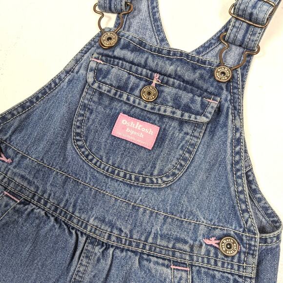 Oshkosh Bgosh Overalls Girls Size 24m Denim Pink Patch - Picture 2 of 6